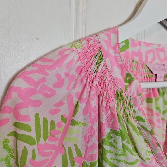 Lilly Pulitzer Elsa Silk Top Home Slice Pink Pineapple XS - Picture 5 of 15